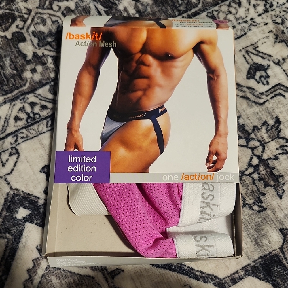 Baskit Men's Pink Action Mesh Jockstrap Vintage